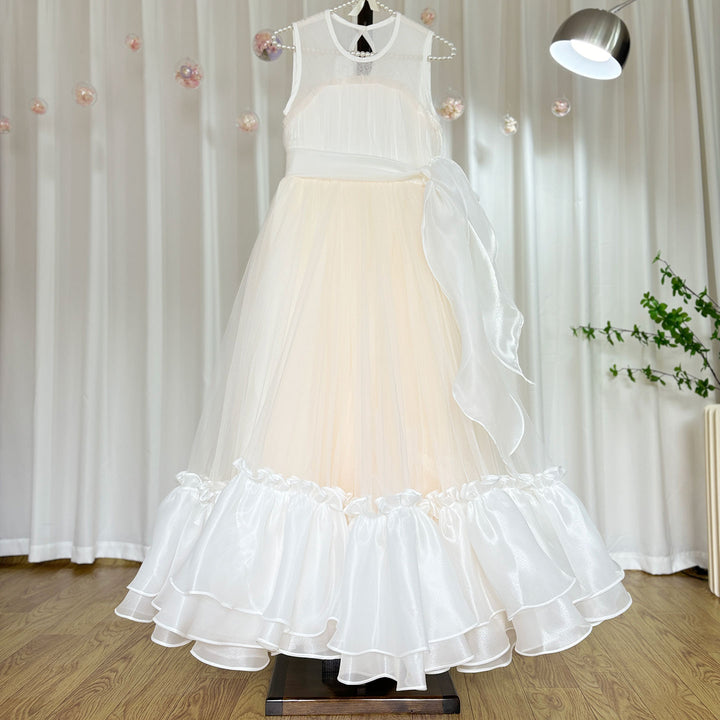 DreamyVow Elegant Beige Girl Dress Princess for Birthday Wedding Party J101