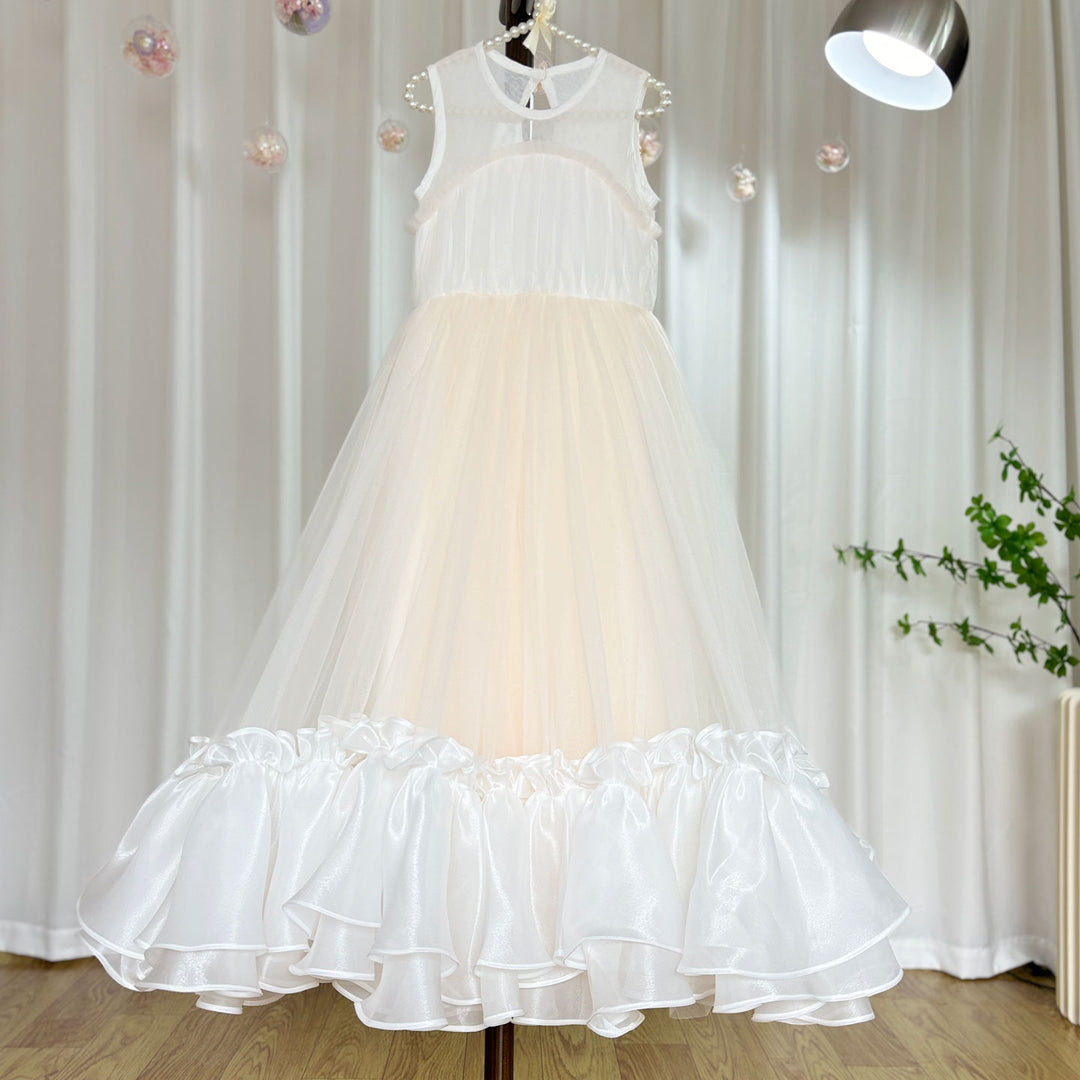 DreamyVow Elegant Beige Girl Dress Princess for Birthday Wedding Party J101