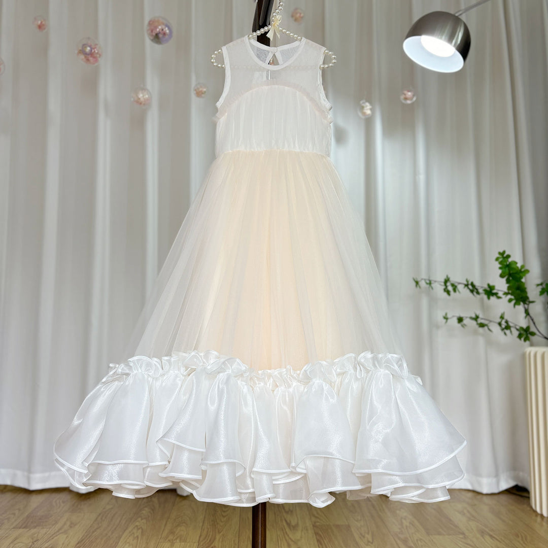 DreamyVow Elegant Beige Girl Dress Princess for Birthday Wedding Party J101