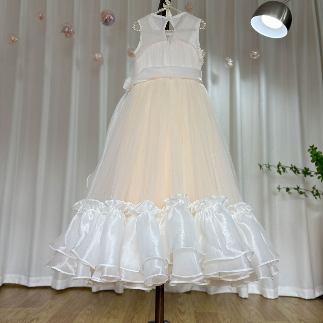 DreamyVow Elegant Beige Girl Dress Princess for Birthday Wedding Party J101