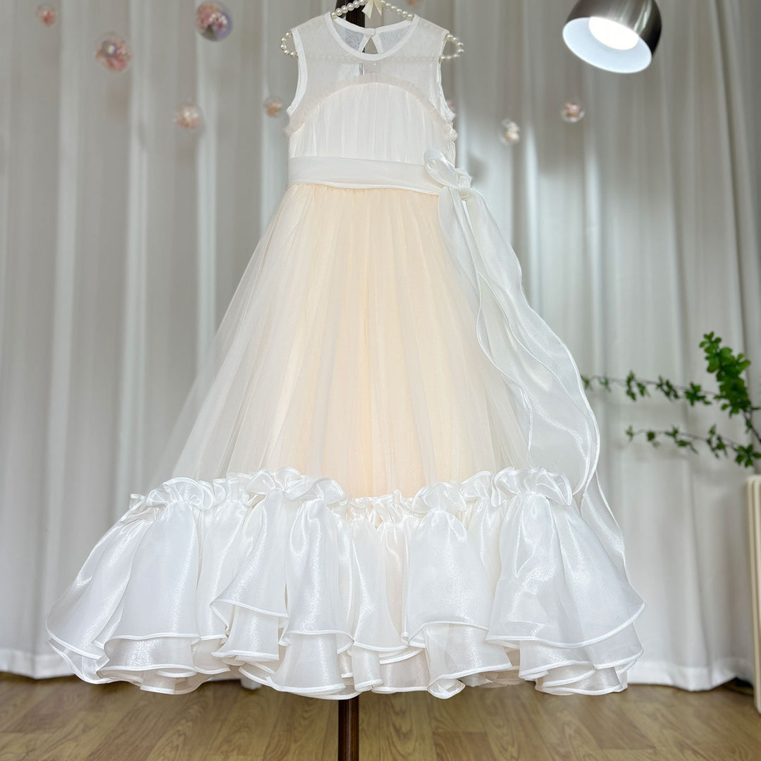 DreamyVow Elegant Beige Girl Dress Princess for Birthday Wedding Party J101