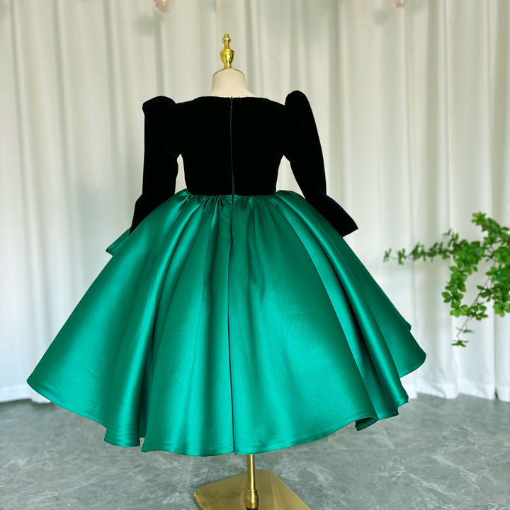 DreamyVow Luxury Arabic Green Girl Dress Crystal V-Neck Dubai Kids Princess Holiday Birthday Wedding Party Ball Gown 2024 J367