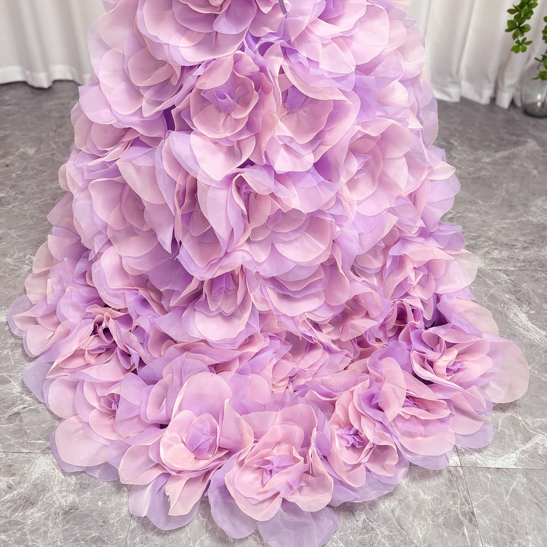 DreamyVow Luxury Arabic Lilac Girl Dressndmade 3D Flowers Dubai Kids Princess Birthday Wedding Party Ball Gown 2024 J201-DreamyVow