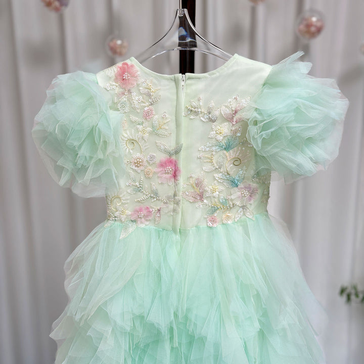 DreamyVow Elegant Sage Green Flower Girl Dress Arabic Princess Kids Wedding Birthday Party Gowns vestidos de novia J077