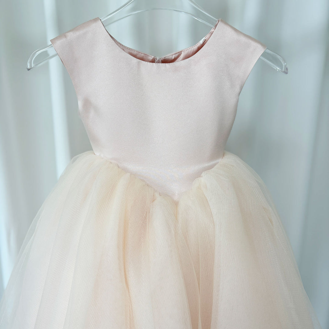 DreamyVow Blush Pink Tulle Satin Girl Dress Floor Length Arab Ball Gown J183