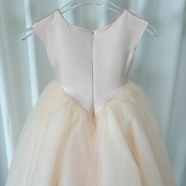 DreamyVow Blush Pink Tulle Satin Girl Dress Floor Length Arab Ball Gown J183