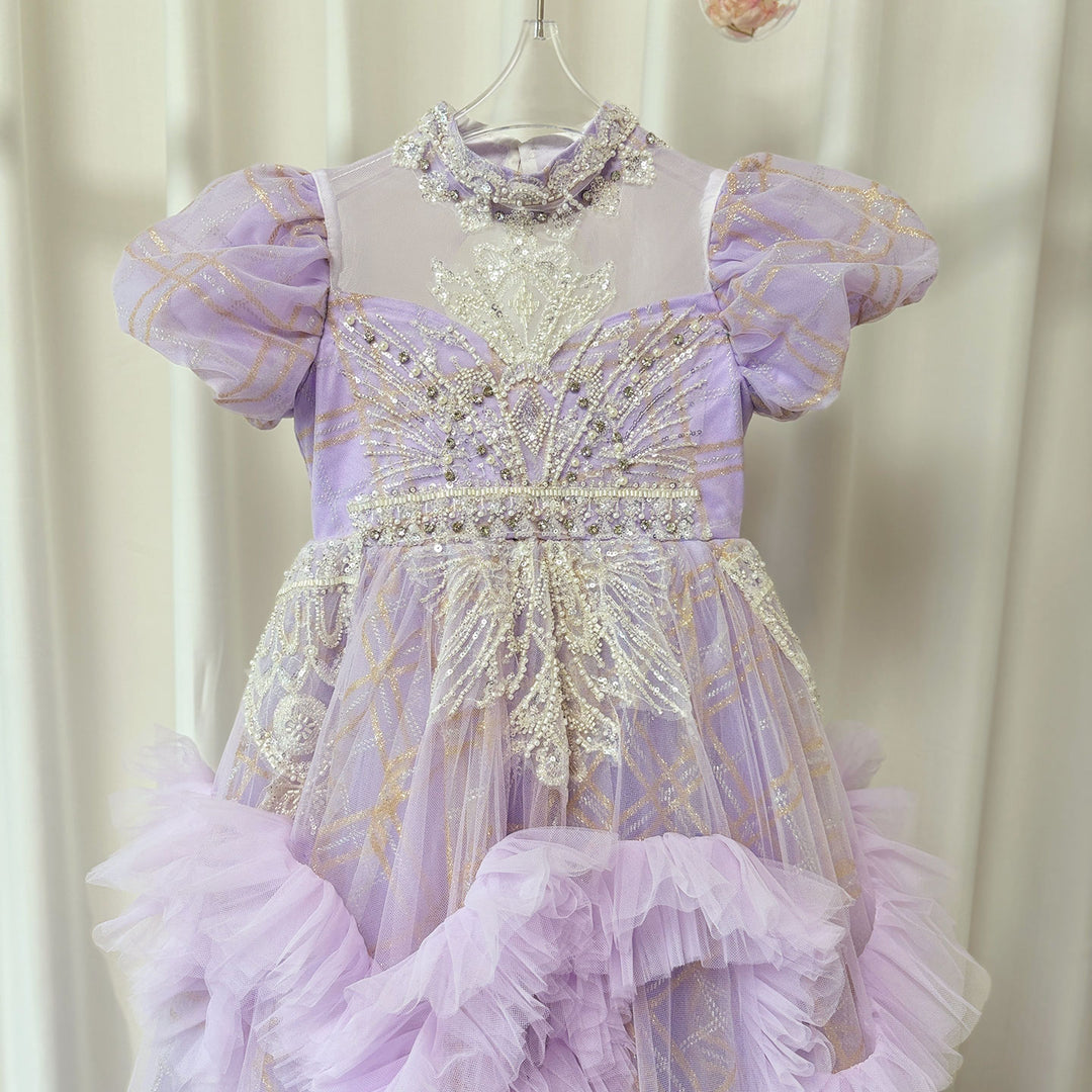 DreamyVow Luxury Beaded Lilac Girl Dress Arabic Ball Gown J184