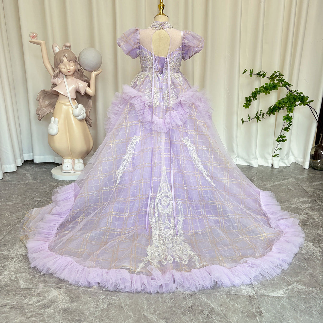 DreamyVow Luxury Beaded Lilac Girl Dress Arabic Ball Gown J184