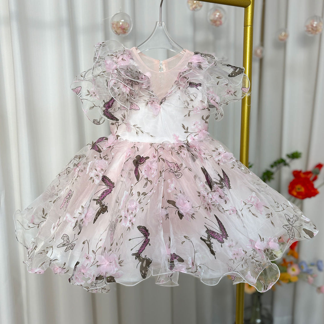 DreamyVow Elegant Pink Colorful 1st Birthday Girl Dress J218