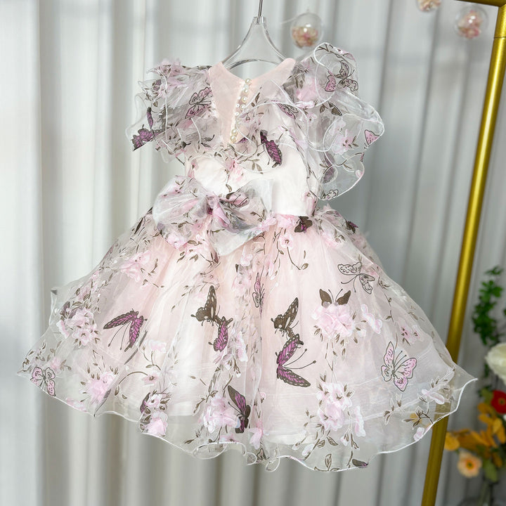 DreamyVow Elegant Pink Colorful 1st Birthday Girl Dress J218