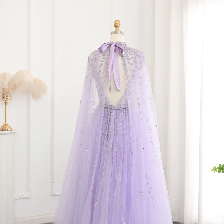 Dreamy Vow Luxury Dubai Evening Dress with Cape Sleeve 2023 Elegant Long Arabic Formal Dresses for Women Wedding Party SS495