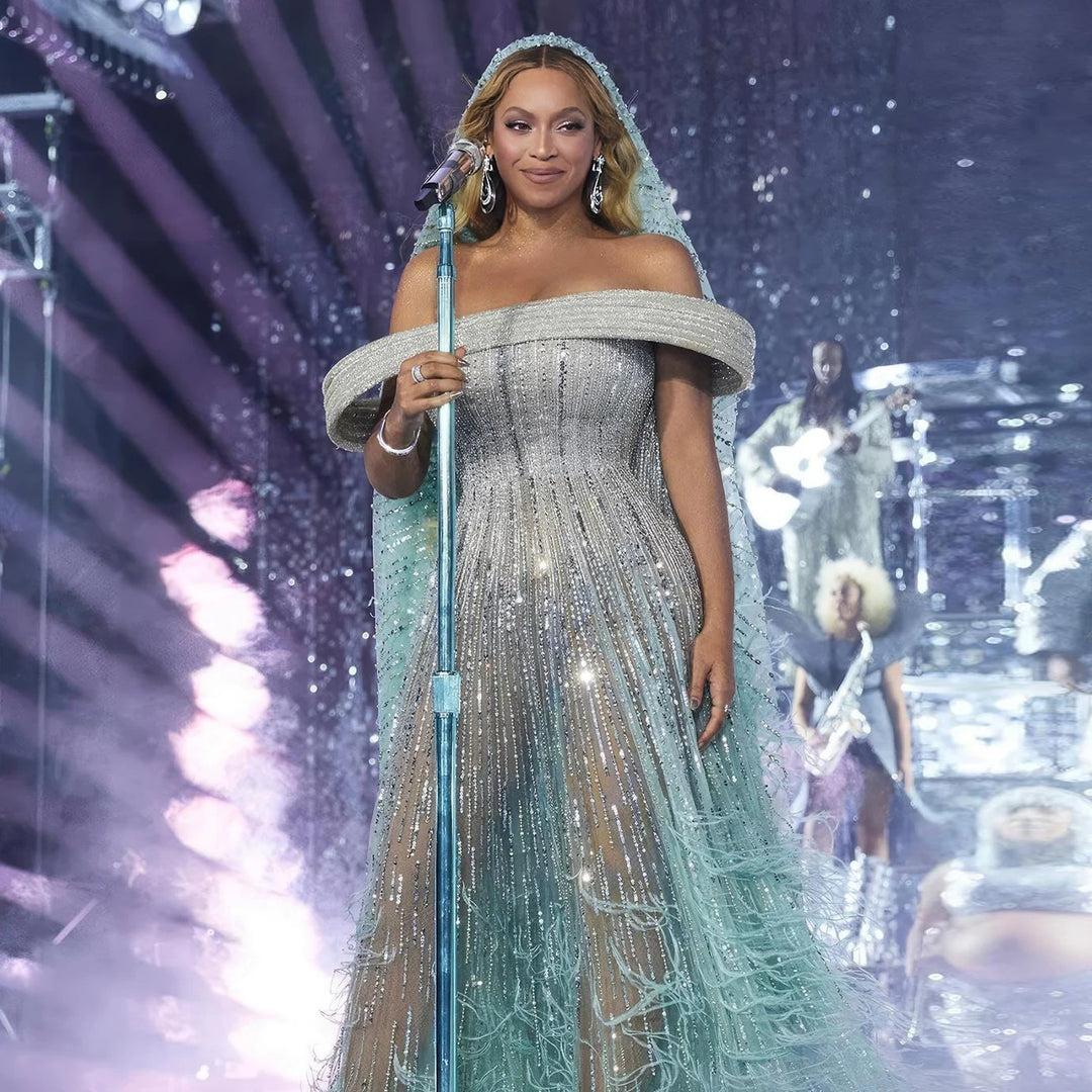 Dreamy Vow Luxury Feathers Aqua Green Evening Dresses Elegant Off Shoulder Beyonce Celebrity Prom Party Dress for Wedding SS435