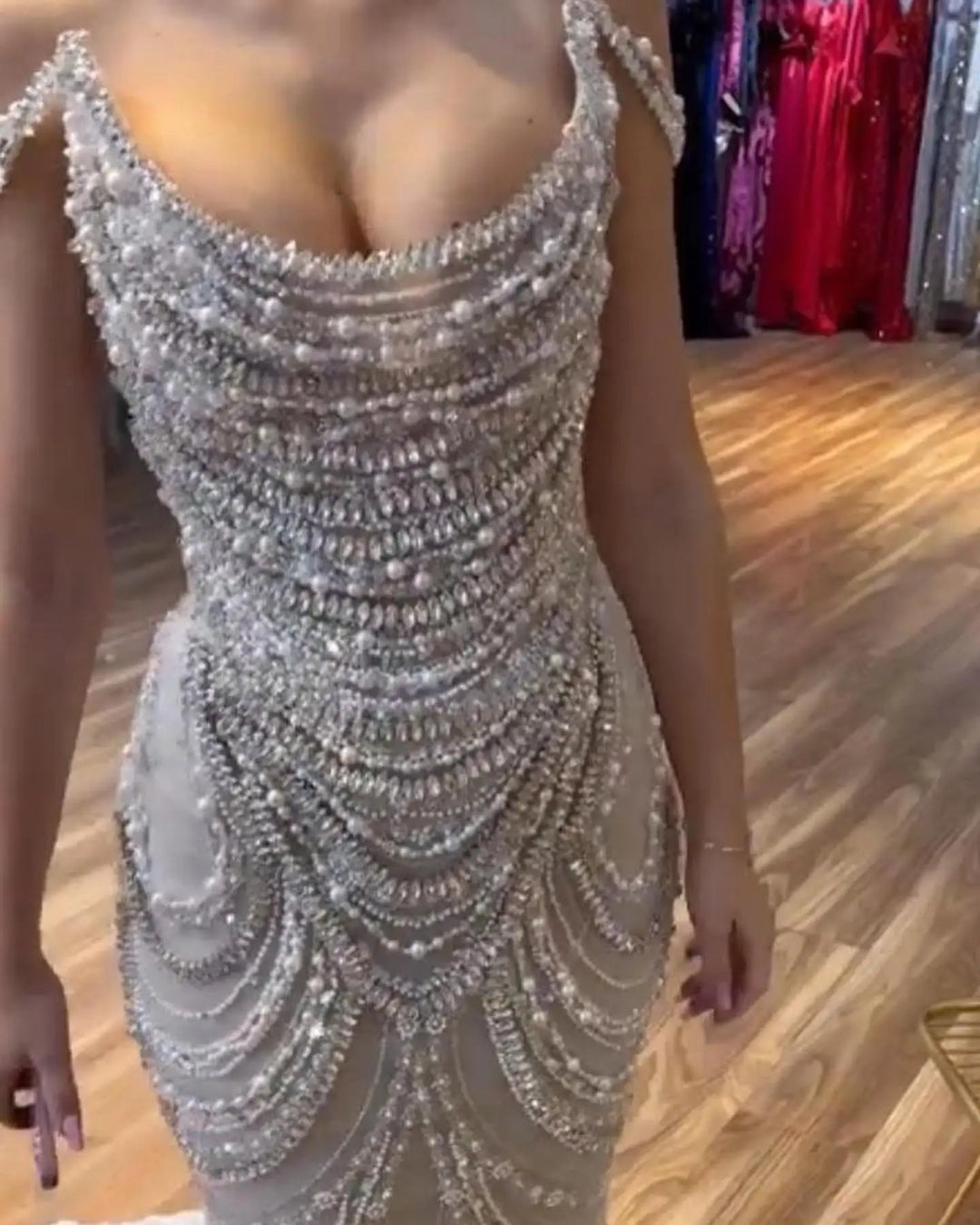 Dreamy Vow Luxury Crystal Silver Gray Mermaid Dubai Evening Dresses for Women Wedding Long Black Girls Prom Party Gowns SS403