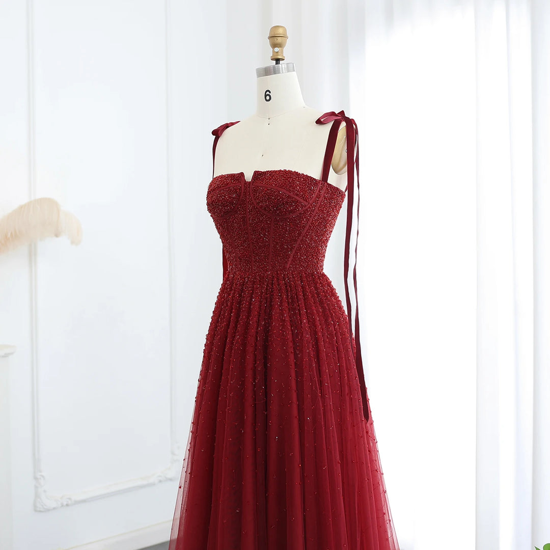 Luxury Wine Red Pink Dubai Evening Dresses Women Arabic Wedding Party Gown SS263