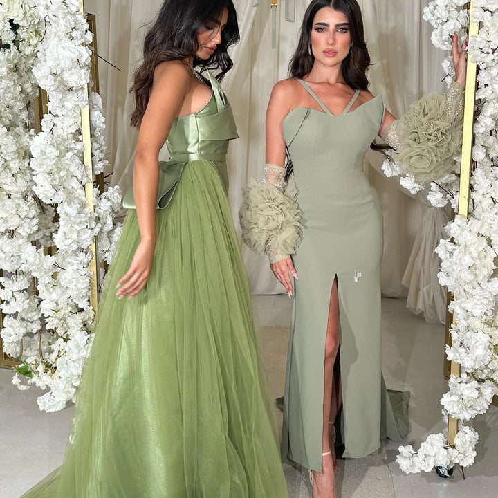 فستان سهرة Dreamy Vow فاخر بكتف واحد أرجواني مع تنورة 2024 للنساء العربيات باللون الأخضر الحكيم لحفلات الزفاف SS405 