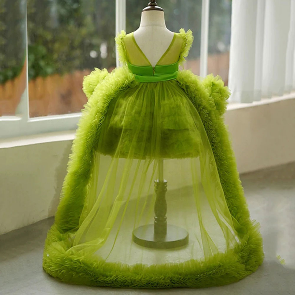 DreamyVow Elegant Green Pearls Flower Girl Dress Princess Baby Kids Wedding Birthday First Communion Party Gown J301