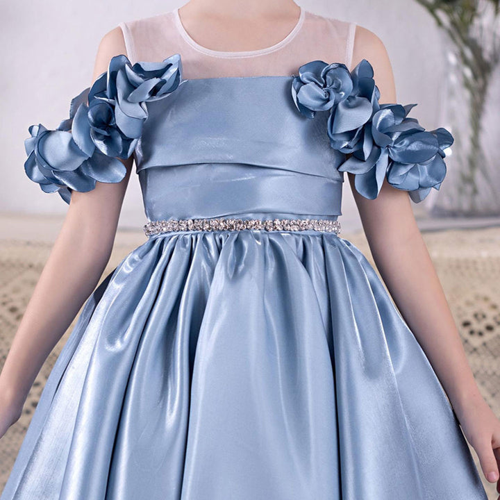 DreamyVow Elegant Blue Girl Dress for Kids Princess Birthday Wedding Party J118