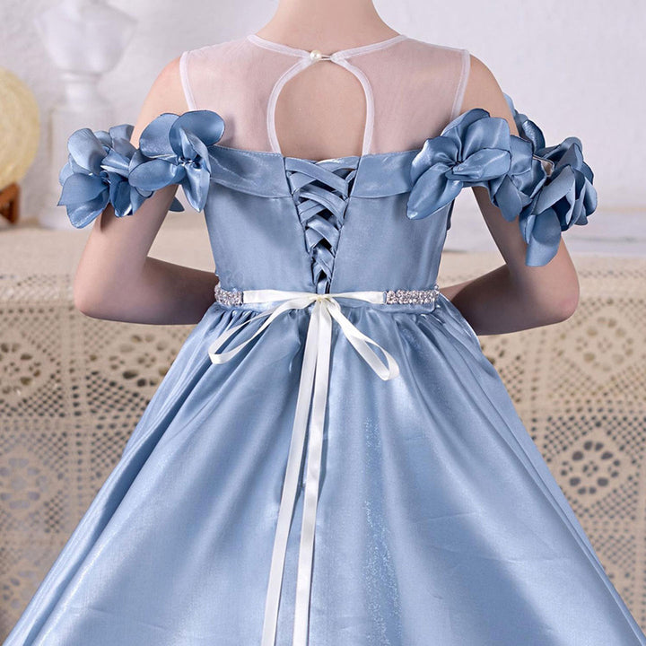 DreamyVow Elegant Blue Girl Dress for Kids Princess Birthday Wedding Party J118