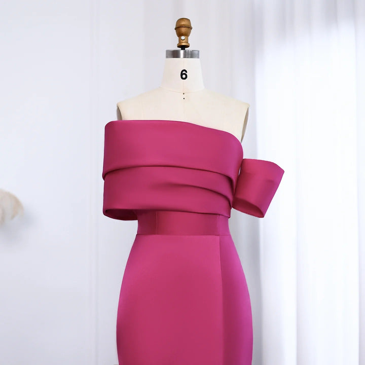 Dreamy Vow Elegant Fuchsia Off Shoulder Evening Dress SF108