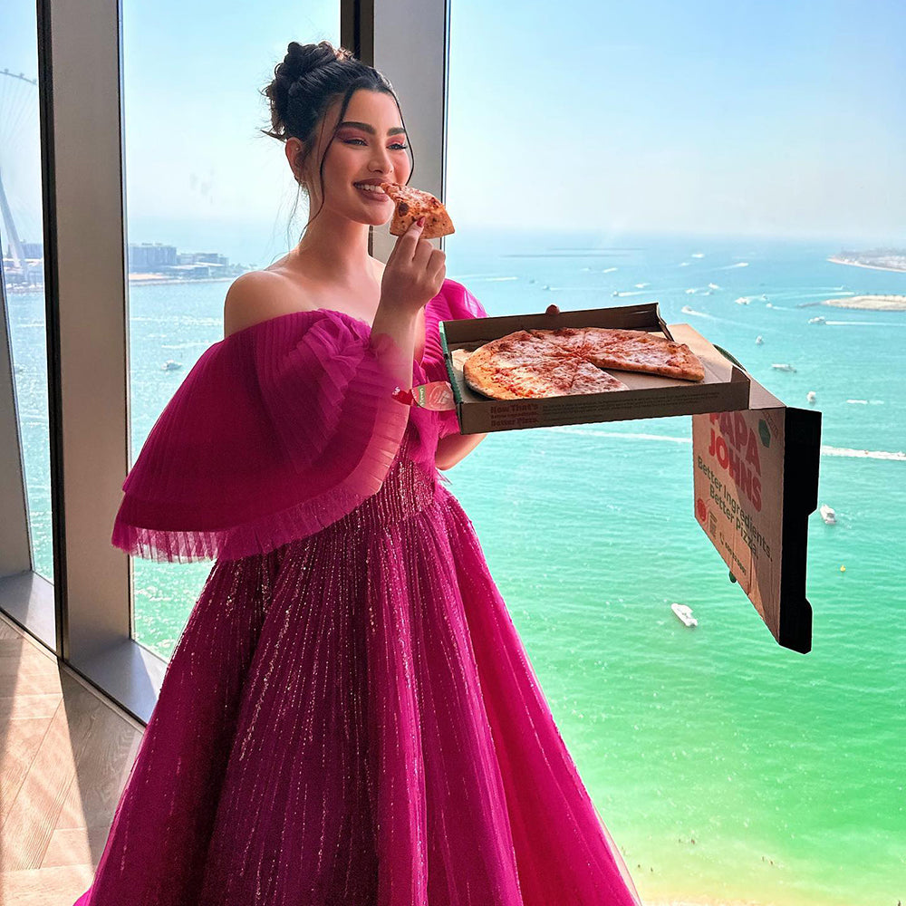 Dreamy Vow Luxury Dubai Ball Gown Fuchsia Evening Dress for Women Wedding 2023 Off Shoulder Arabic Celebrity Party Gown SS390-DreamyVow