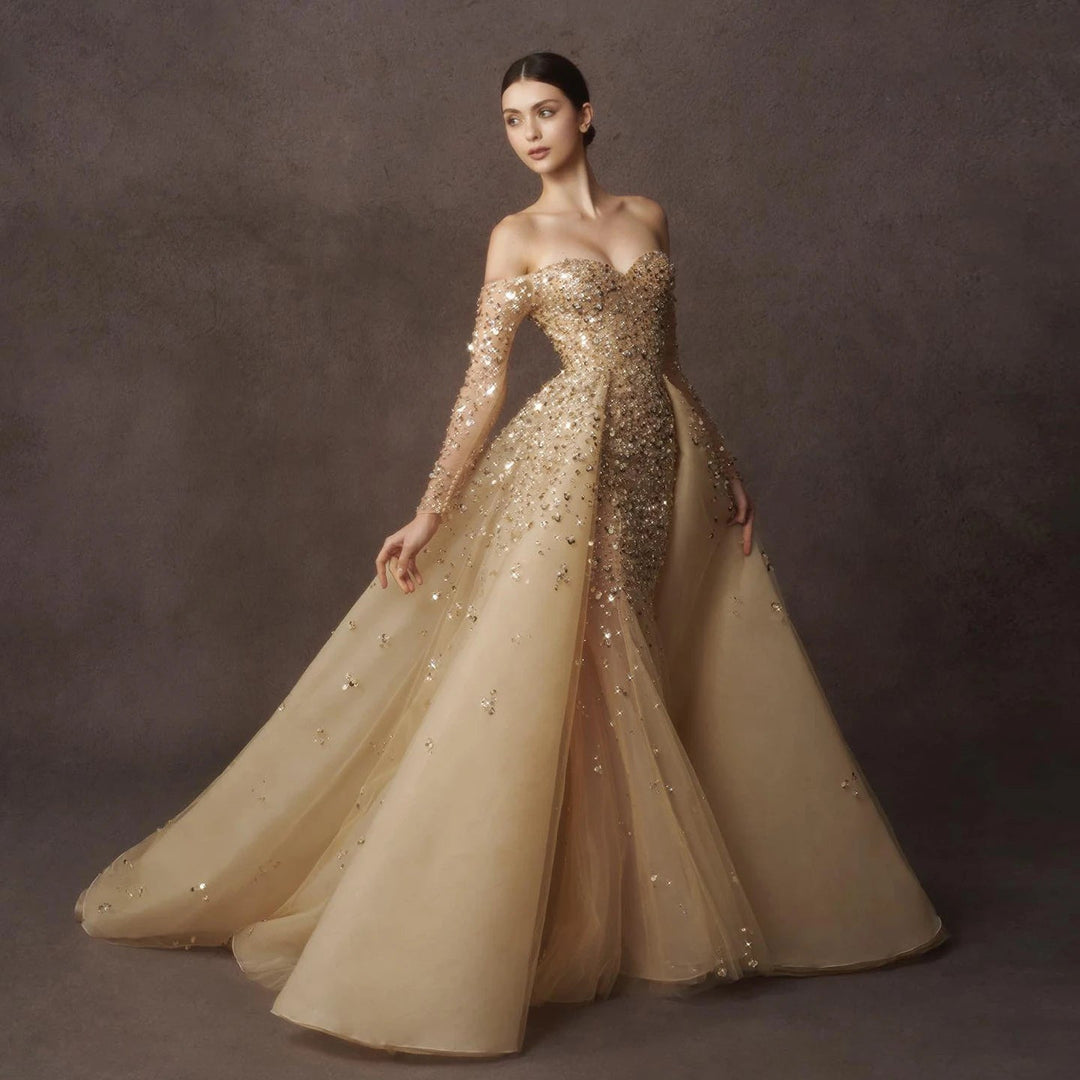 Champagne gold dresses wedding hotsell