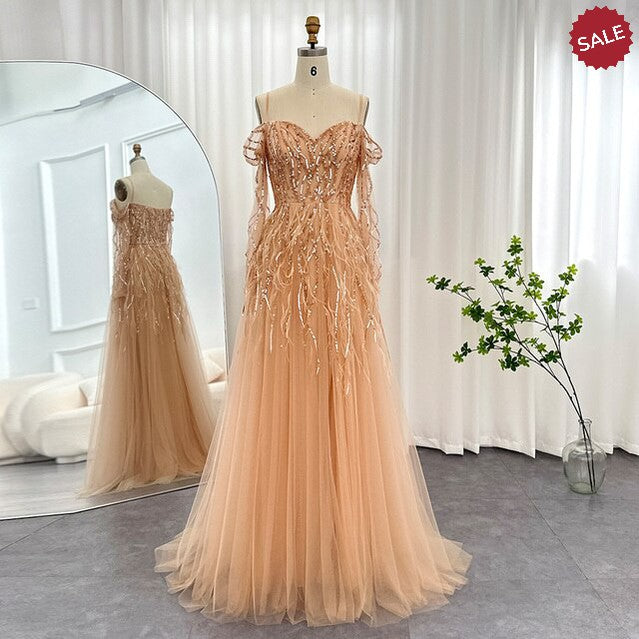 Dreamy Vow Luxury Dubai Feathers Lilac Evening Dresses for Women Wedding Elegant Emerald Green Arabic Formal Party Gowns 351