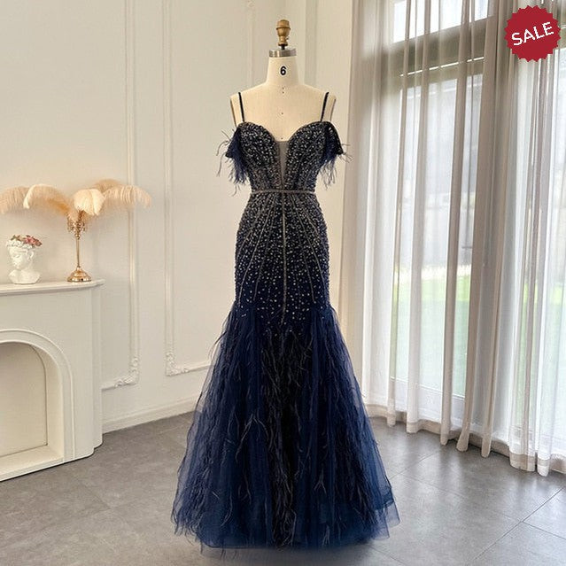 Dreamy Vow Luxury Feathers White Nude Prom Evening Dresses 2023 Elegant Burgundy Long Navy Blue Wedding Formal Party Gown 121