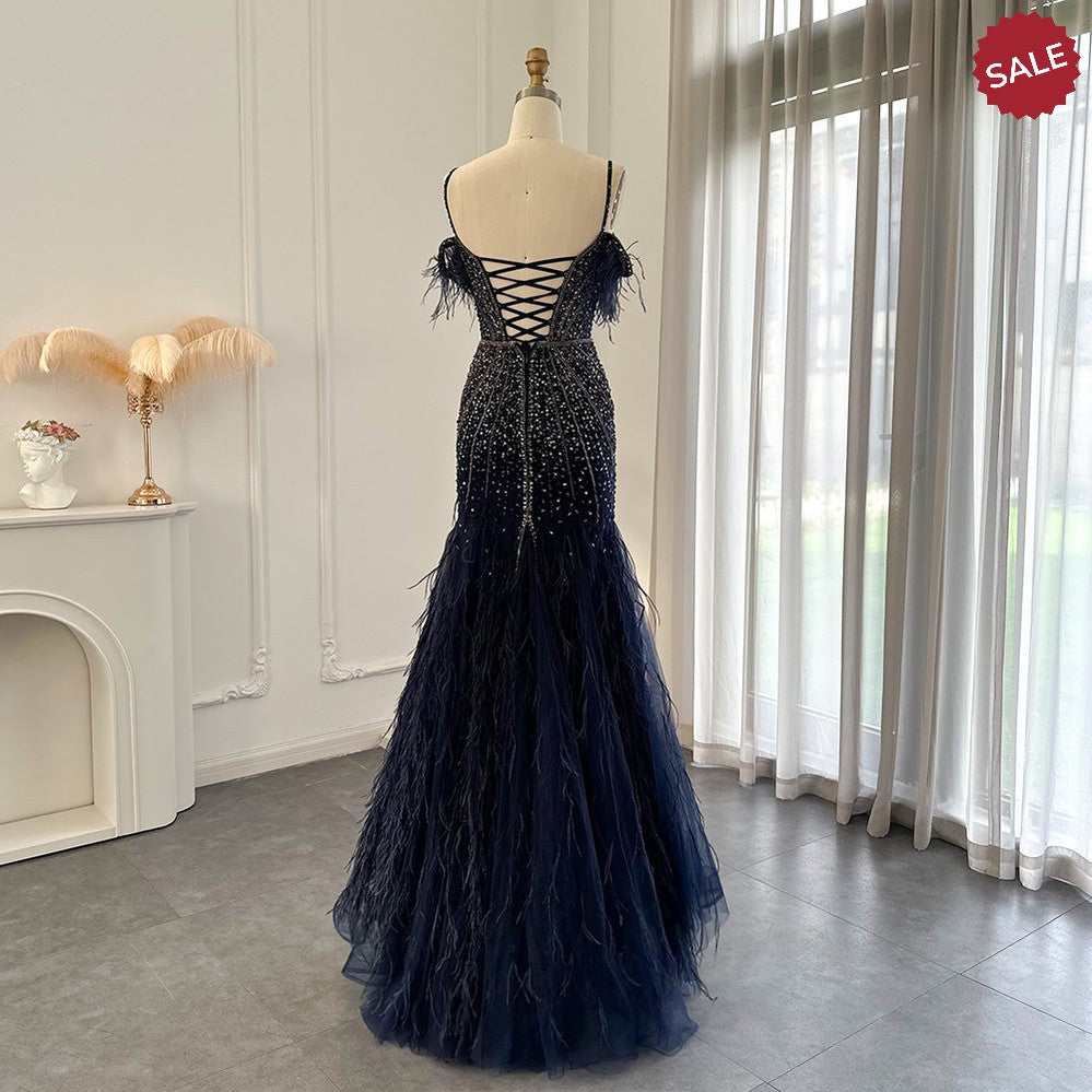 Dreamy Vow Luxury Feathers White Nude Prom Evening Dresses 2023 Elegant Burgundy Long Navy Blue Wedding Formal Party Gown 121