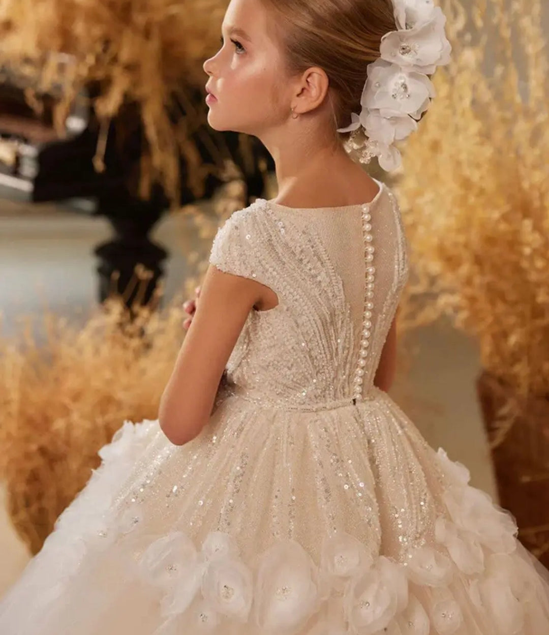 Dreamy Vow Luxury Ivory Flower Girl Dress Beading Elegant Princess Kids Wedding Birthday First Communion Party Gown 2024 J265-DreamyVow