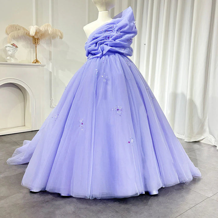 Dreamy Vow Luxury Lilac Dubai Girl Dress Handmade Flowers Arabic Princess Kids Wedding Birthday Party First Communion Gown J393-DreamyVow