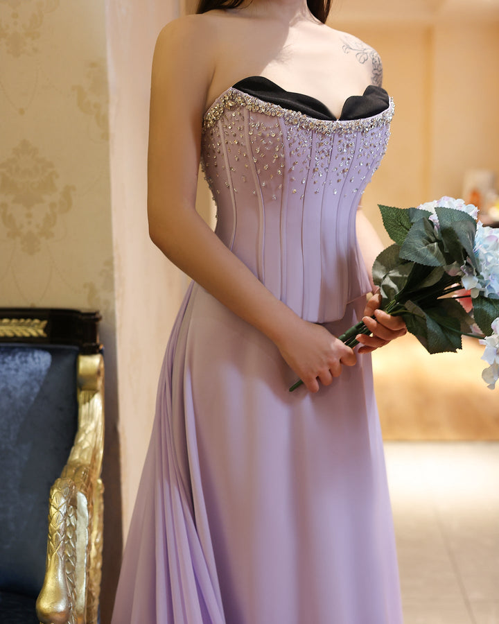 Dreamy Vow Saudi Arabia Lilac Two Pieces Evening Dresses for Women Wedding Scalloped Corset Luxury Dubai Prom Party Gowns SS264-DreamyVow