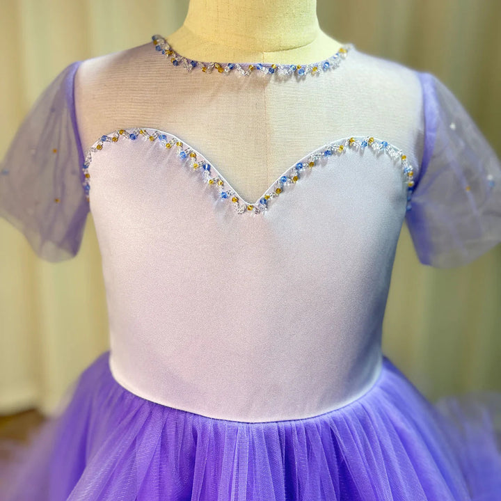 DreamyVow Elegant Arabic Blue Girl Dress Beads Dubai Baby Kids Princess Birthday Wedding Party Ball Evening Gown 2024 J102-DreamyVow