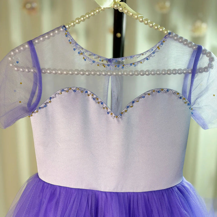 DreamyVow Elegant Arabic Blue Girl Dress Beads Dubai Baby Kids Princess Birthday Wedding Party Ball Evening Gown 2024 J102-DreamyVow