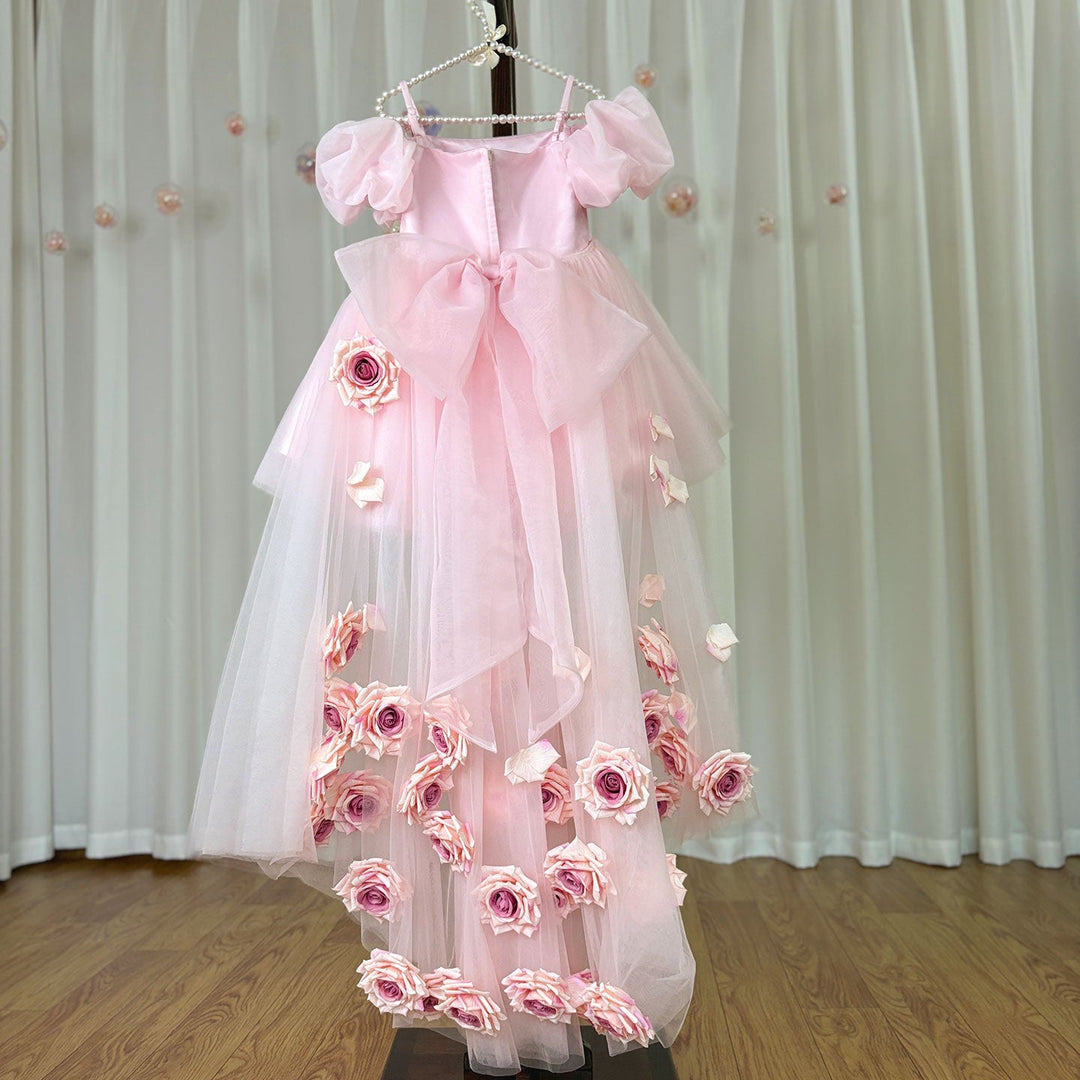 DreamyVow Elegant Arabic Pink Girl Dress with Flowers Dubai Baby Kids Princess Birthday Wedding Party Holiday Gown 2024 J254-DreamyVow