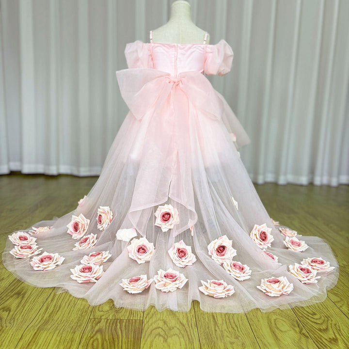 DreamyVow Elegant Arabic Pink Girl Dress with Flowers Dubai Baby Kids Princess Birthday Wedding Party Holiday Gown 2024 J254-DreamyVow