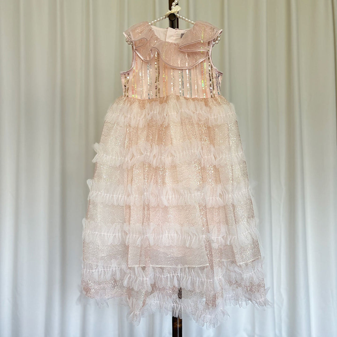 DreamyVow Elegant Champagne Dress Lithe for Baby Kid Princess Birthday Wedding Party Children Holiday Fairy Daily Gown 2024 J031-DreamyVow