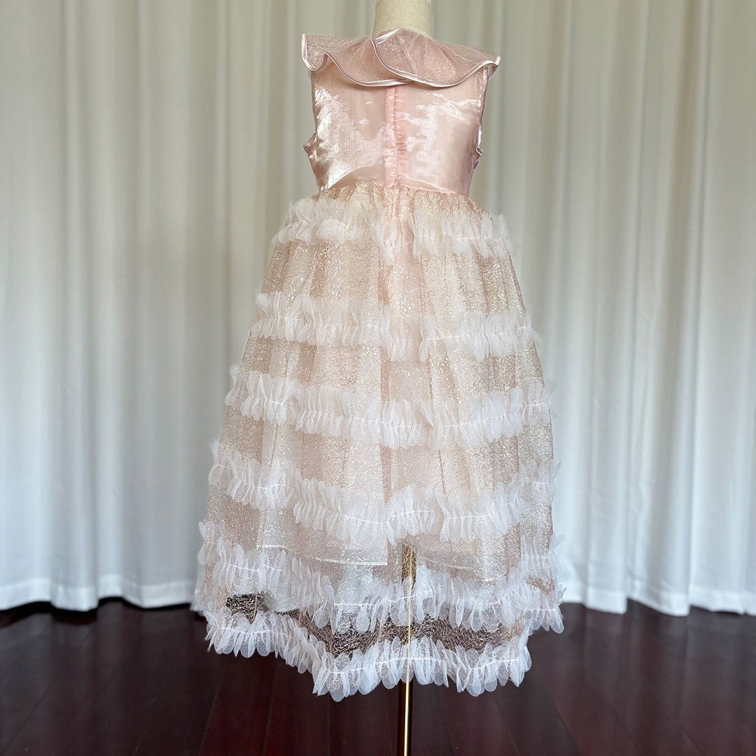 DreamyVow Elegant Champagne Dress Lithe for Baby Kid Princess Birthday Wedding Party Children Holiday Fairy Daily Gown 2024 J031-DreamyVow