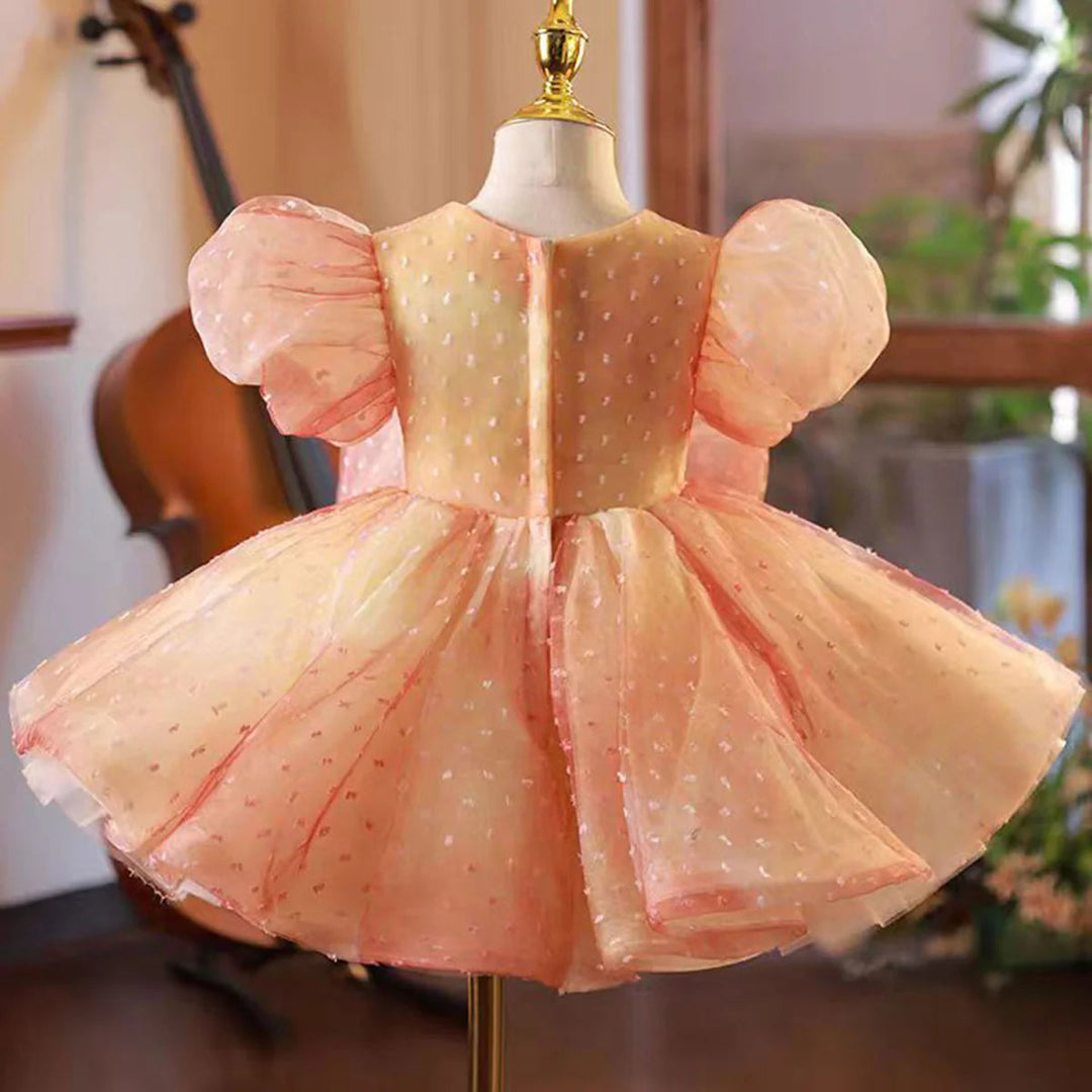 DreamyVow Elegant Coral Girl Dress Bow for Baby Kids Princess Birthday Wedding Party Children Communion Holiday Gown 2024 J103-DreamyVow