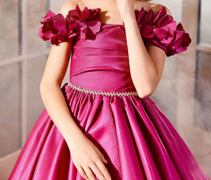 DreamyVow Elegant Fuchsia Girl Dress Appliques Lilac Princess Dubai Gown for Kids Wedding Communion Party Quinceanera 2024 J167-DreamyVow