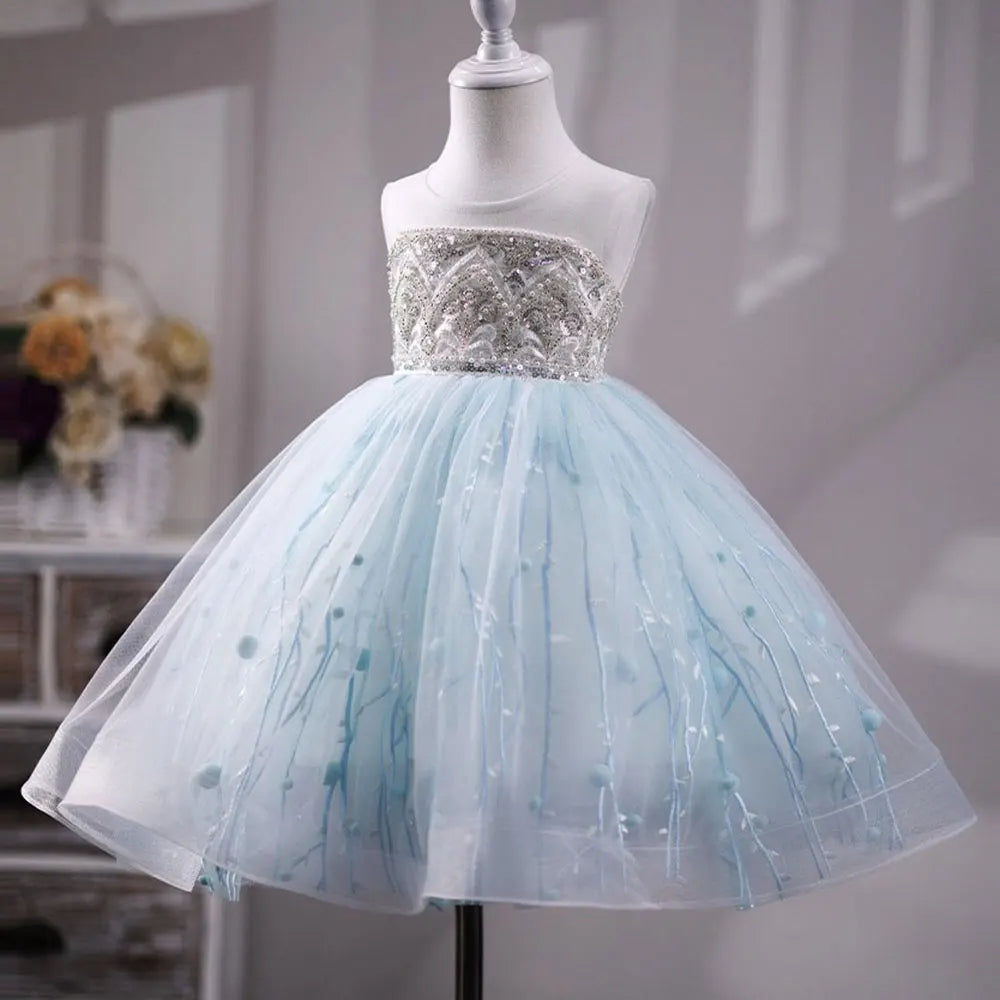 DreamyVow Elegant Sky Blue Baby Girl Dress Beading Pearls Dubai Princess Kids Wedding Birthday Party Evening Gown Communion J227-DreamyVow