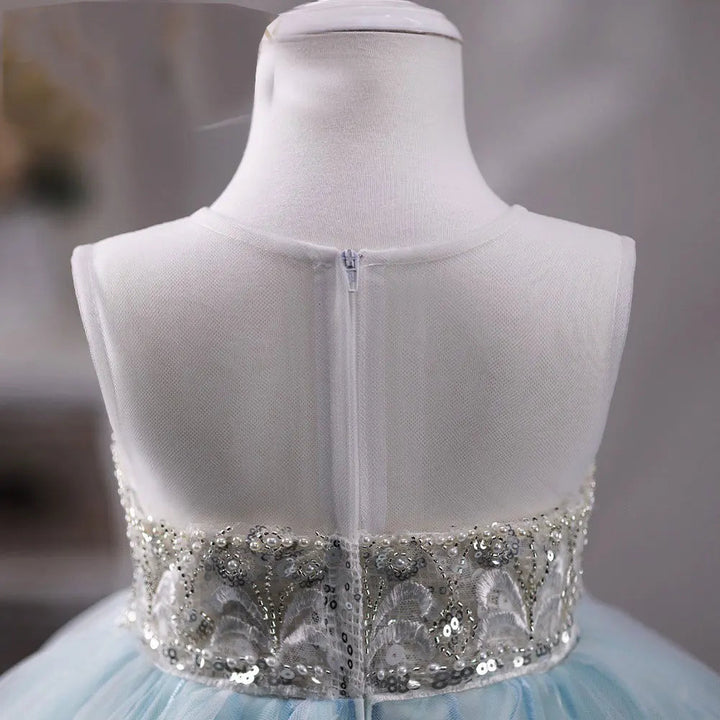 DreamyVow Elegant Sky Blue Baby Girl Dress Beading Pearls Dubai Princess Kids Wedding Birthday Party Evening Gown Communion J227-DreamyVow