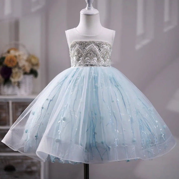 DreamyVow Elegant Sky Blue Baby Girl Dress Beading Pearls Dubai Princess Kids Wedding Birthday Party Evening Gown Communion J227-DreamyVow