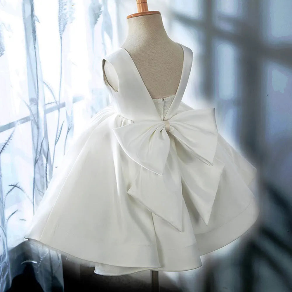 DreamyVow Elegant White Baby Girl Dress Beading Pearls Dubai Princess Kids Wedding Birthday Party Evening Gown Communion J226-DreamyVow