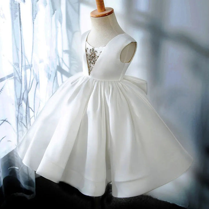 DreamyVow Elegant White Baby Girl Dress Beading Pearls Dubai Princess Kids Wedding Birthday Party Evening Gown Communion J226-DreamyVow