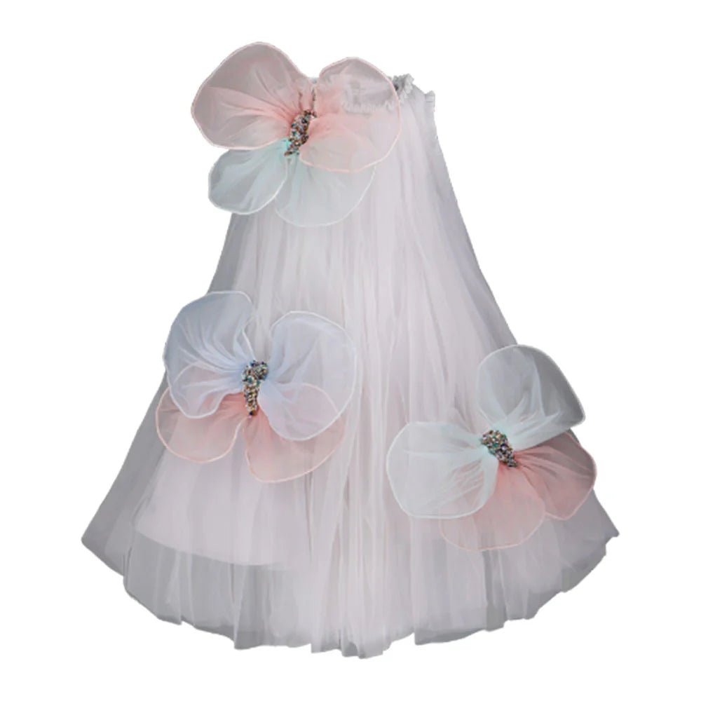 DreamyVow Elegant White Dubai Flower Girl Dress Bow Arabric Princess Kids Wedding Birthday Party First Communion Gown 2024 J177-DreamyVow