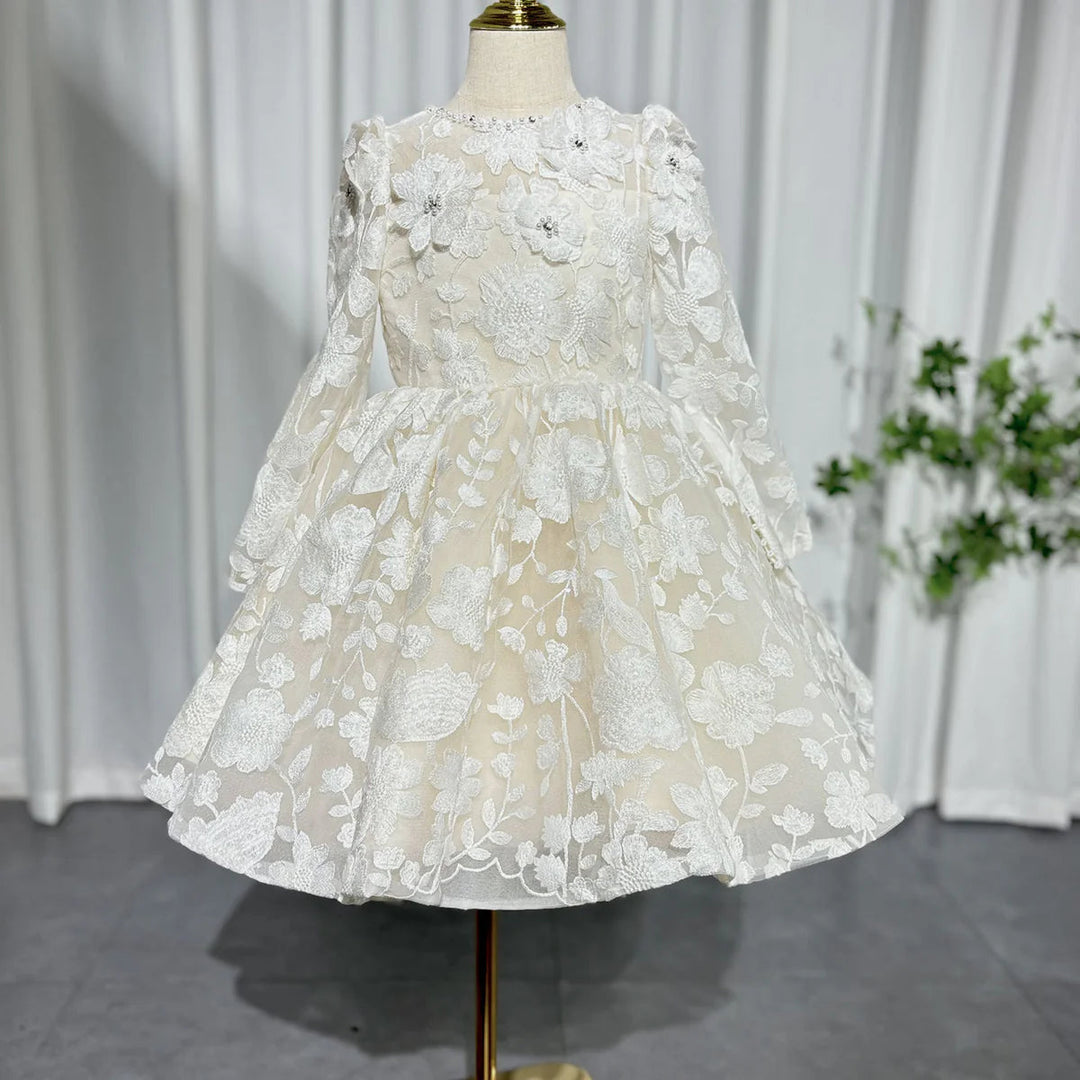 DreamyVow Elegant White Flower Girl Dress Appliques Princess Kids Wedding Birthday First Communion Party Prom Gown 2024 J308-DreamyVow