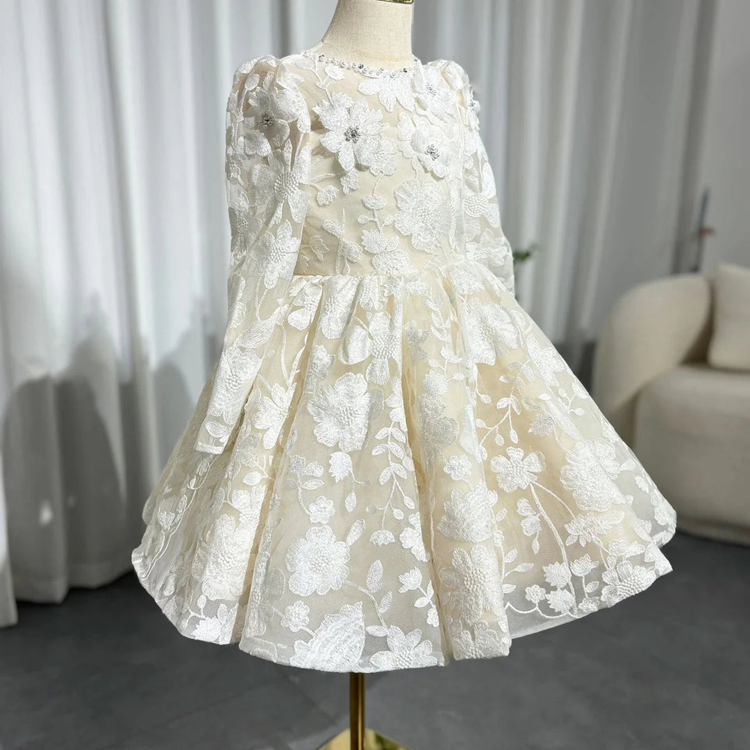 DreamyVow Elegant White Flower Girl Dress Appliques Princess Kids Wedding Birthday First Communion Party Prom Gown 2024 J308-DreamyVow