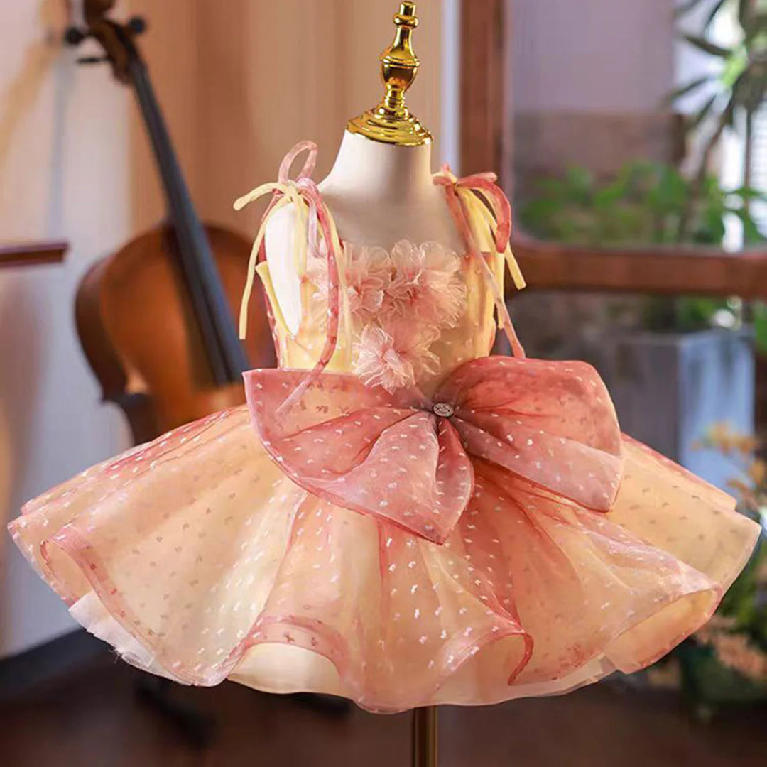 DreamyVow Lovely Coral Girl Dress Bow for Baby Kids Princess Birthday Wedding Party Children Communion Holiday Gown 2024 J110-DreamyVow