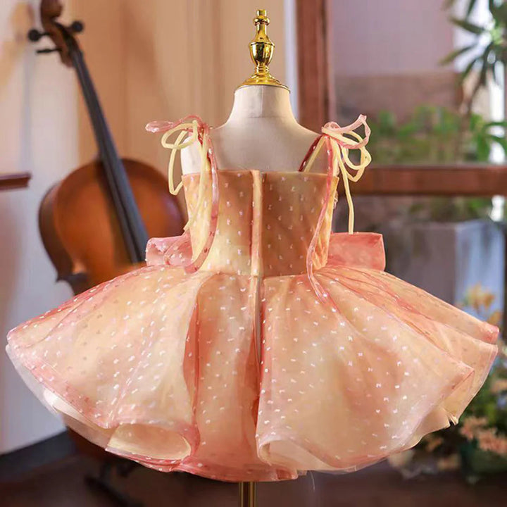 DreamyVow Lovely Coral Girl Dress Bow for Baby Kids Princess Birthday Wedding Party Children Communion Holiday Gown 2024 J110-DreamyVow