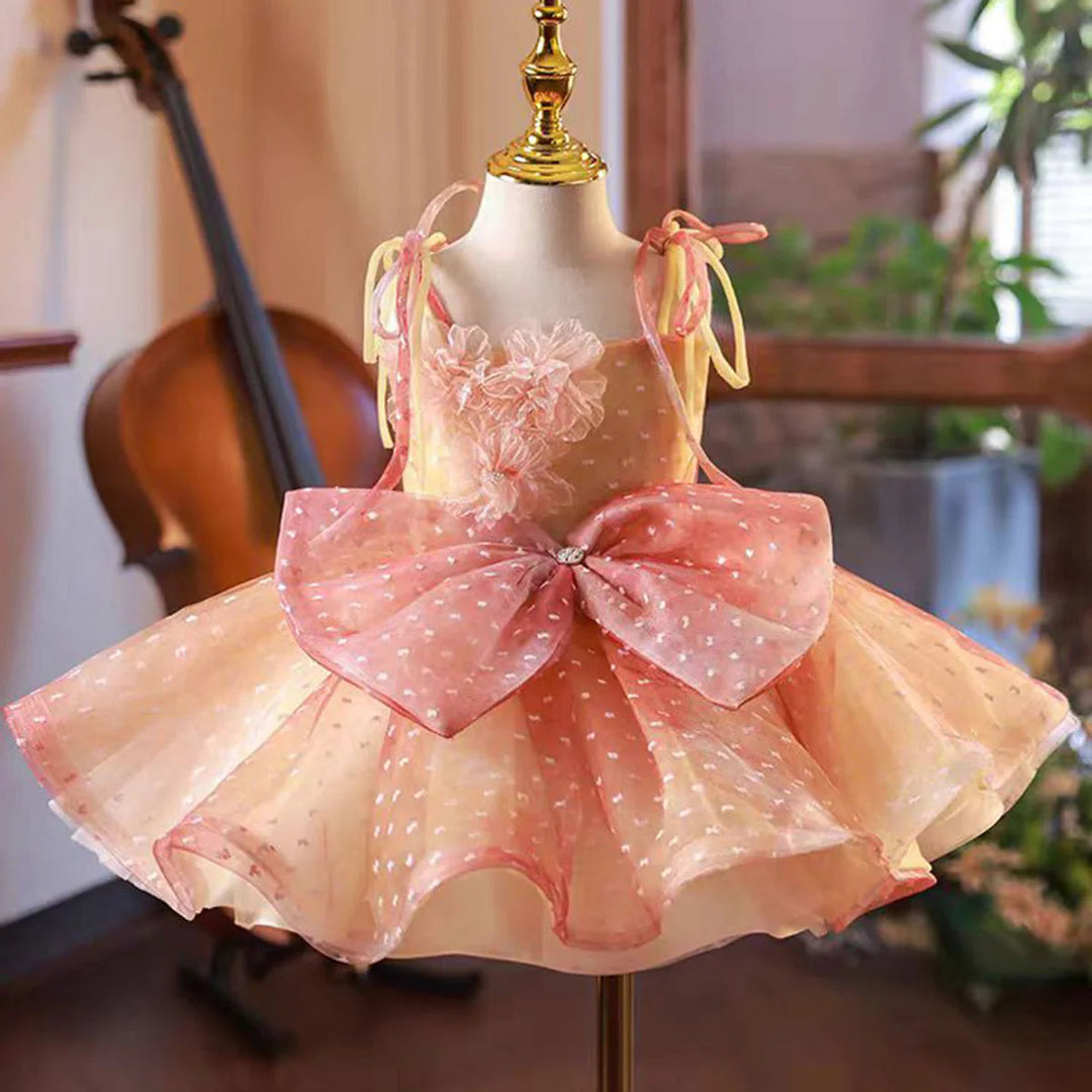 DreamyVow Lovely Coral Girl Dress Bow for Baby Kids Princess Gown J110 Picture Color Child 10